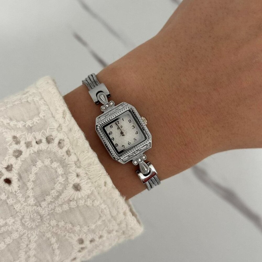 Sku 0460 cute silver mini square watch + in a‎ gift box stainless steel